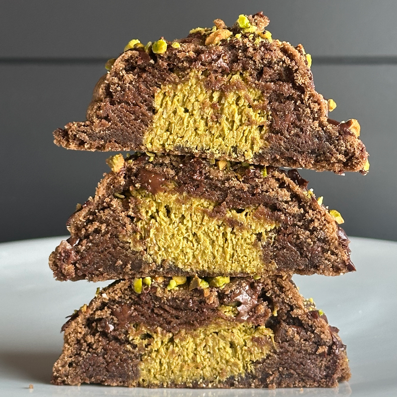 JoJo's Dubai chocolate cookie stuffed with pistachio cream and kataifi